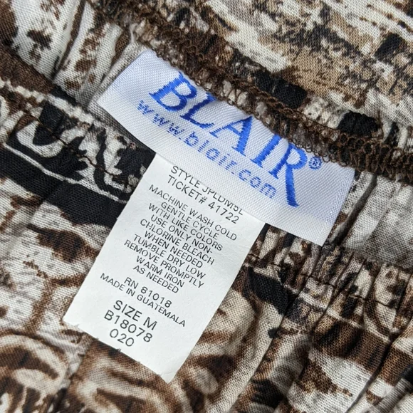 Blair Boho Tribal Print Midi Dress Peasant Top Ruffle Skirt Neutral Medium - Picture 3 of 6